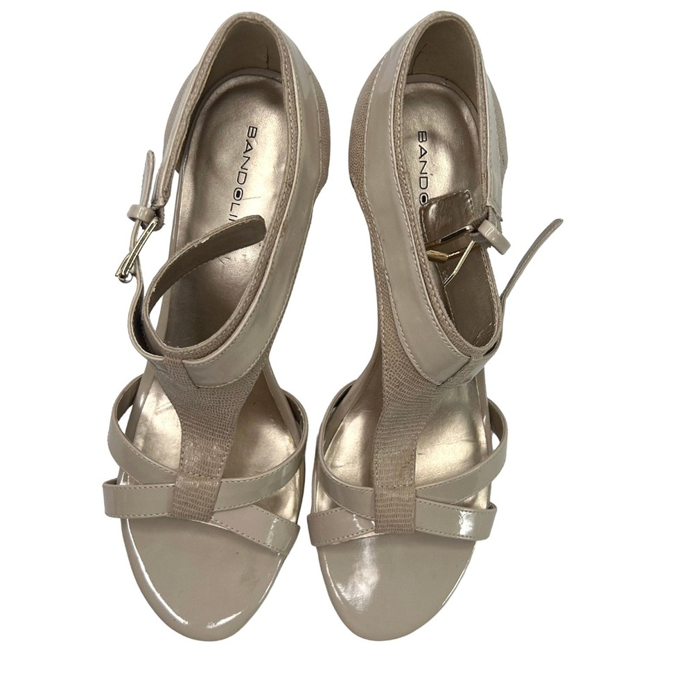 Bandolino Open Toe Strappy Ankle Strap Pumps Cream Size 10 Dressy
